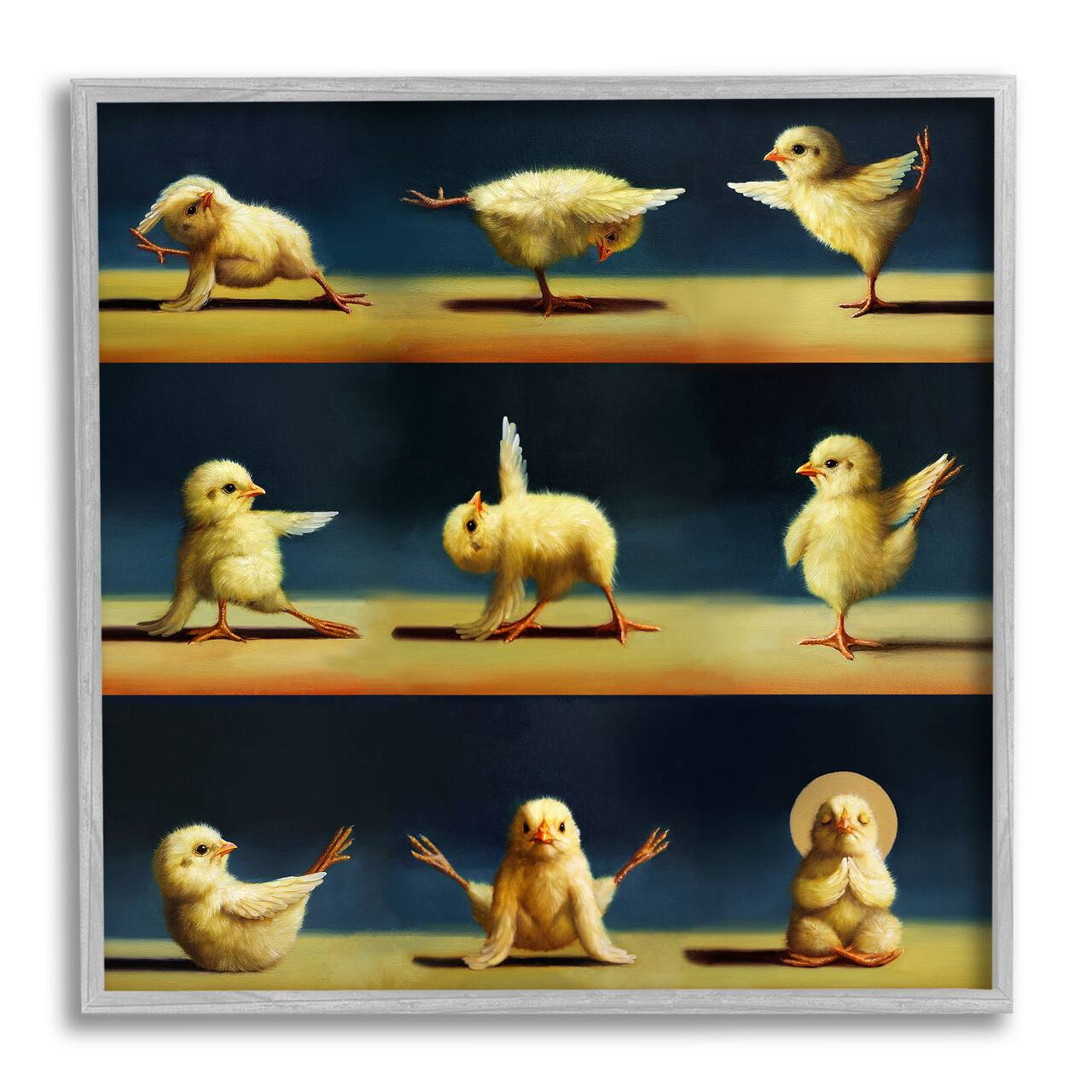 Stupell Industries Yoga Chicks Stretching Farm Animals Funny Exercise Painting Framed Wall Art